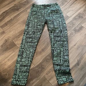 Teal and black fleece leggings